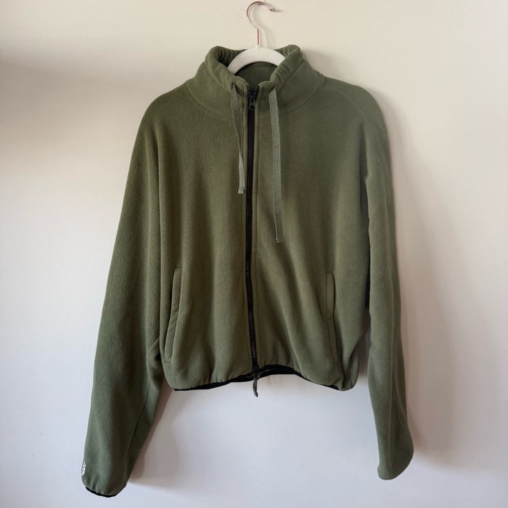 Free People Movement- Full Zip Olive Green Fleece